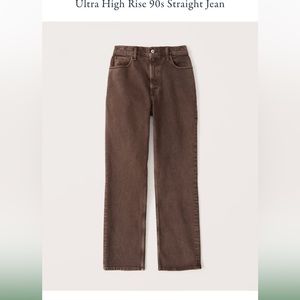 Ultra High Rise 90s Straight Jeans Brown, 34L